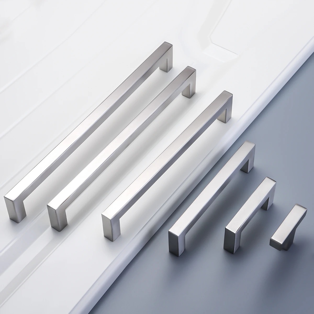 Skaphåndtak svarte skaphåndtak firkantede skuffehåndtak, kjøkkendørhåndtak i aluminium, skuffehåndtak: 4xl / Hvit
