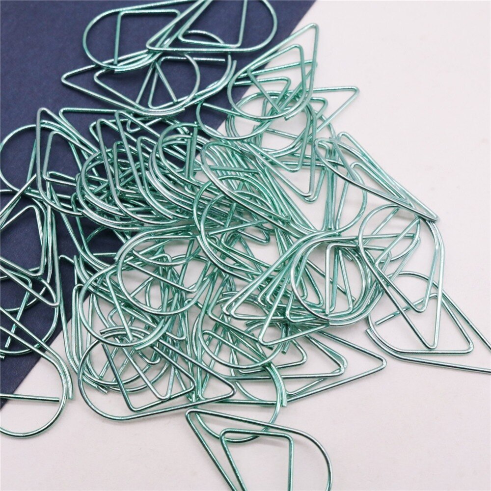 Clips de papel para modelado, Material metálico con forma de gota de agua, marcapáginas de color dorado, plateado y negro, 2,5x1,5 cm, 50 unids/lote