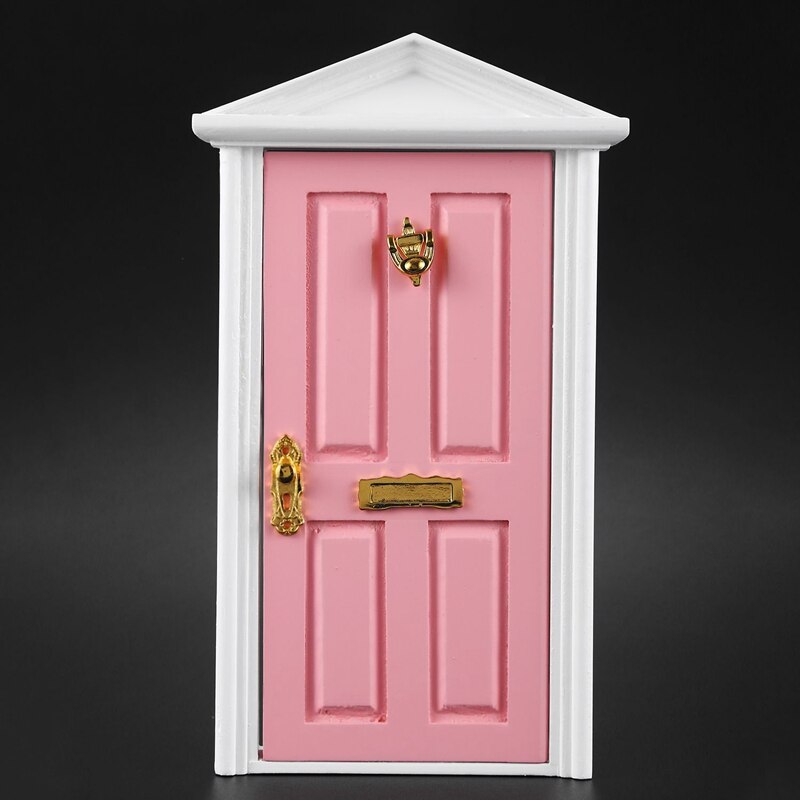 2 Stck Miniatur Puppe HäNutzer Spiele Spielzeug Holz Tür mit Hardware--Holz Farbe