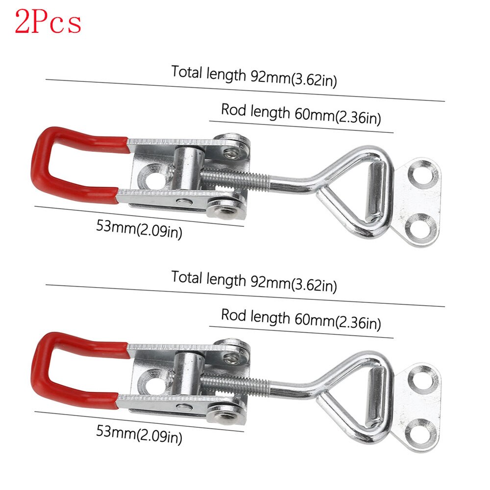 2PCS Metal Rubber Adjustable Latch Catch Toggle Clamp Furniture Hardware Cabinet Boxes Lever Handle Lock Hasp for Sliding Door: 4001