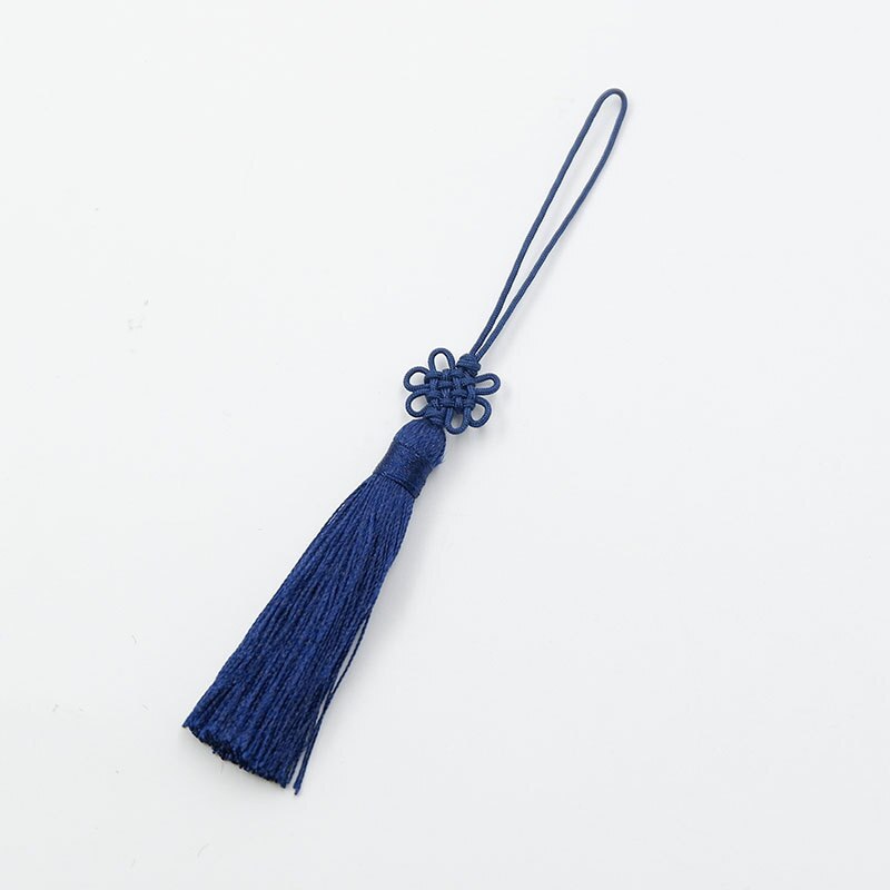 Pompon à franges U disque 5 pièces | Nœuds chinois lisses, pendentif bricolage artisanal, signet garniture de gland rideaux, décor glands ruban: Navy Tassls