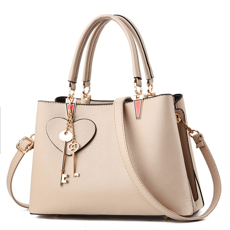 Women's Tote Bag - Large Capacity - PU Leather - Top Handle - Fashion Sequined Shoulder Bag: Khaki