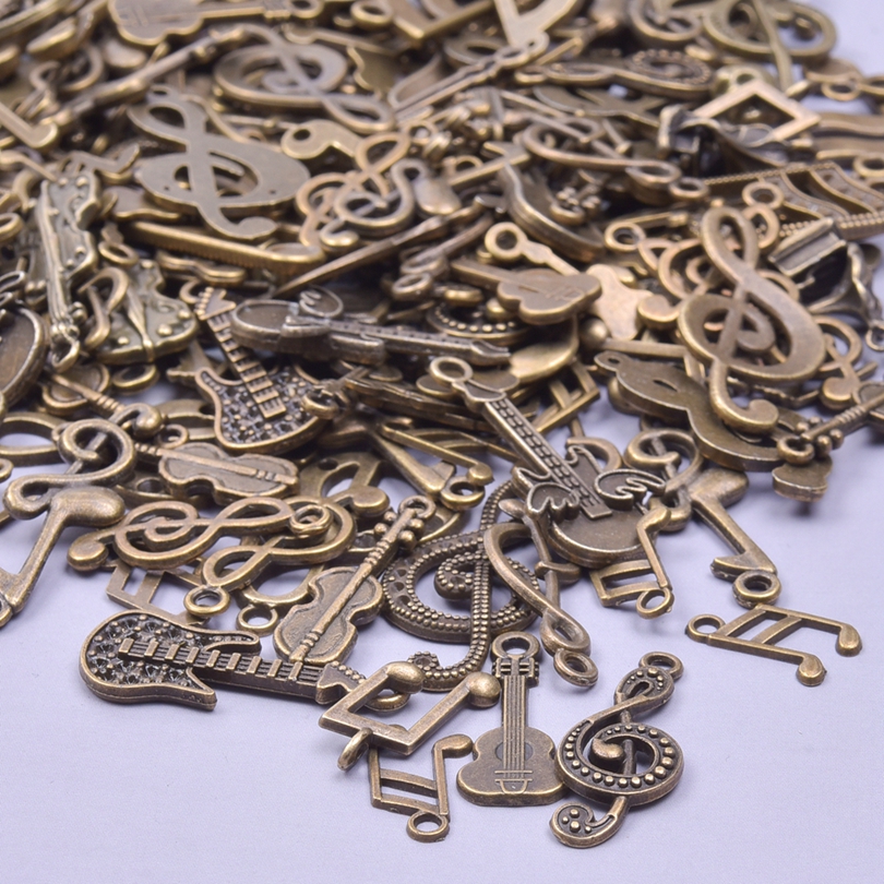 Mélange de breloques vintage pour bijoux, style, soleil, lune, chapeau, masque, notes de musique, ciseaux, araignée, outils de réparation, couverts, pendentif, bricolage, exécutif: COULEUR OR ROSE