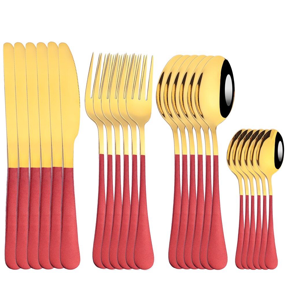 Set di posate in oro rosso 24 pezzi Set di posate in acciaio inossidabile 304 Set di stoviglie da cucina coltello da forchetta cucchiaio Set di stoviglie Set di posate