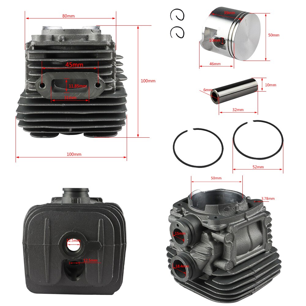 50mm sylindret stempelringsett til stihl  ts410 ts420 ts 410 420 kappesag 4238 020 1202 erstatningsdel