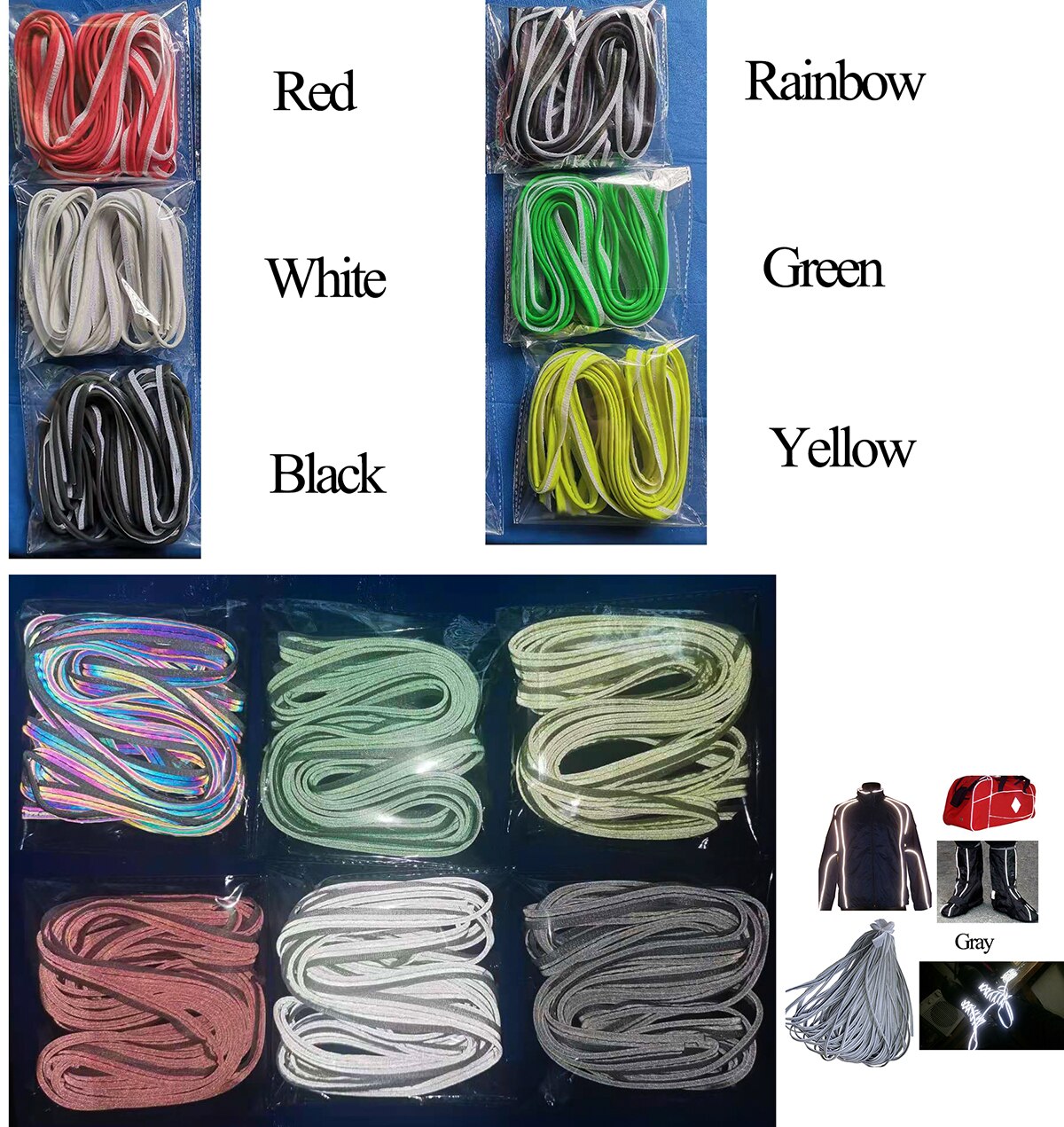 Bright Silver Rainbow Reflective Material Reflective Piping Fabric Strip Edging Braid Trim For Clothing Sew On 5M