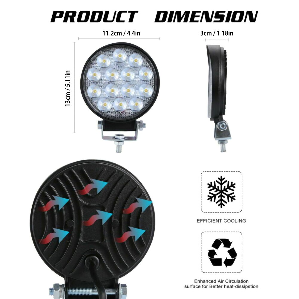 2pc pyöreä 140w led työvalo spottivalaisin offroad truck traktori vene suv ute 12/24v 9000lm 6000k ajovalo autotarvikkeet