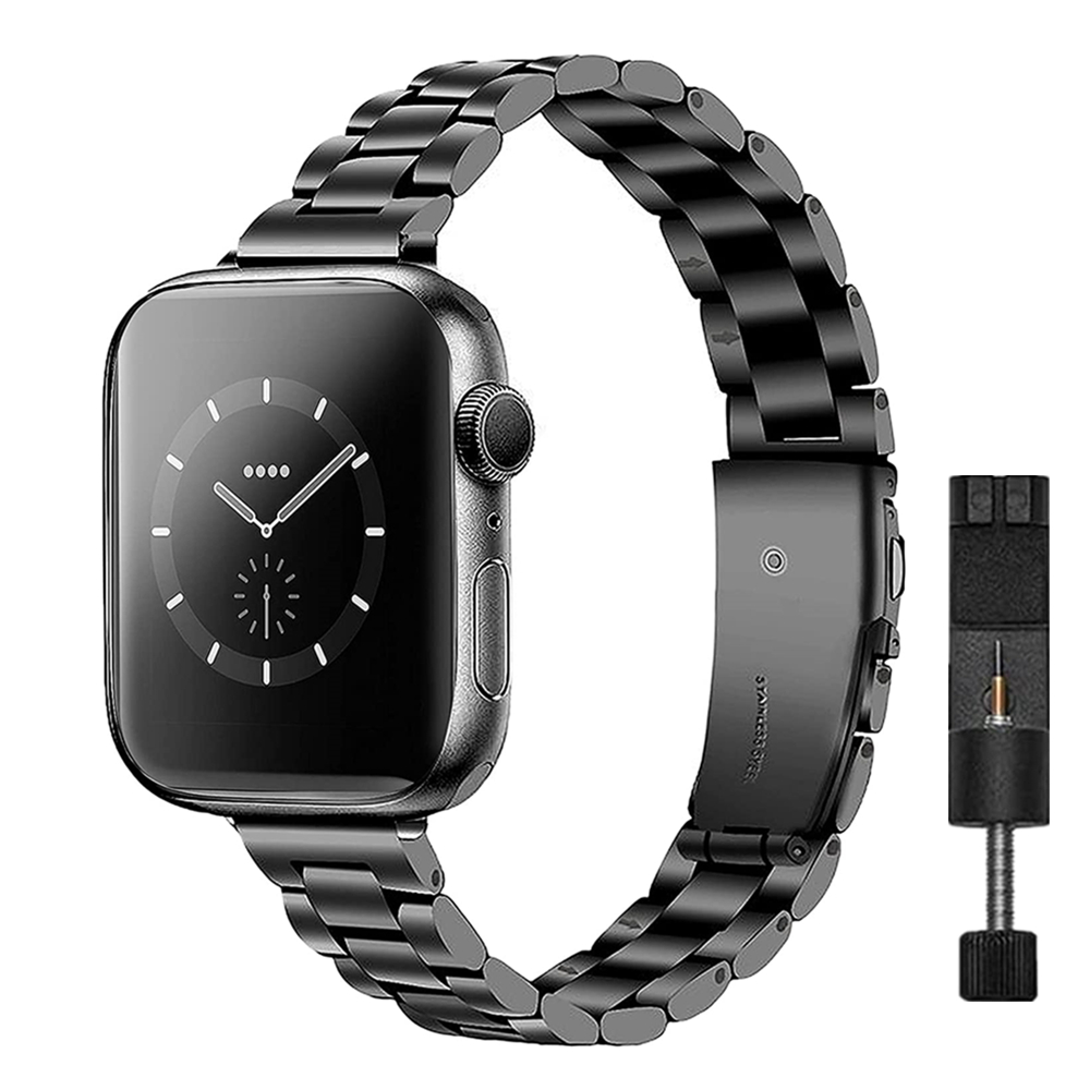 Damen elegantes Edelstahl-Kettenarmband für Apfel Uhr Band 38 mm 40 mm 41 mm schlankes dünnes Armbinde iWatch 9 8 7 6 5 4 3 2 1 45 mm 44: Beige / 12mm