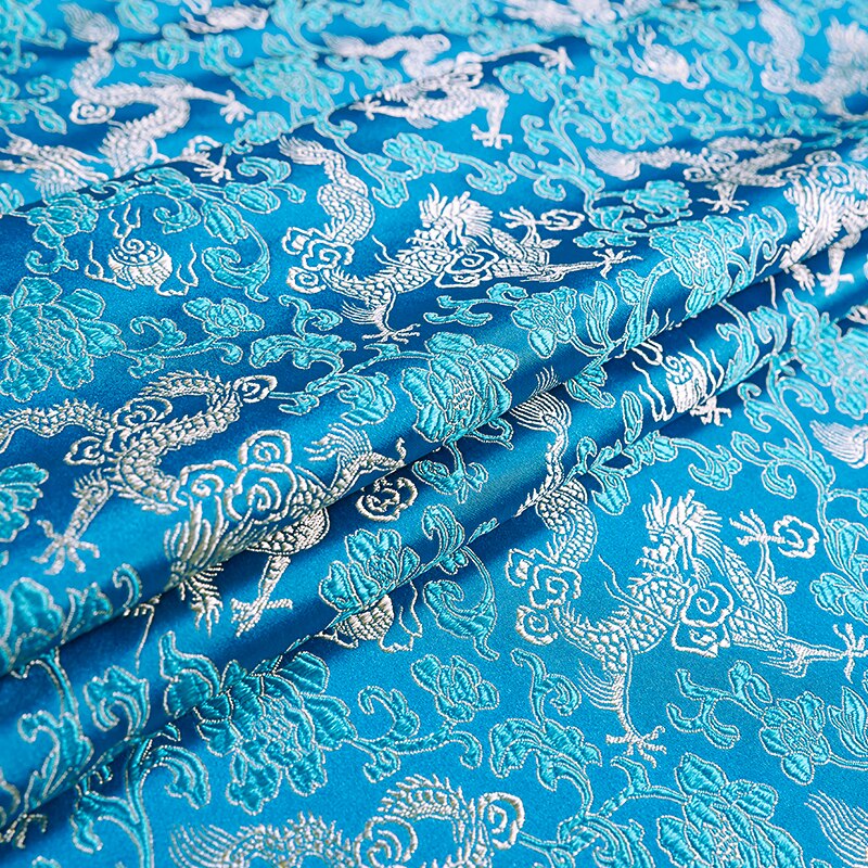 75cm Satin Silk Brocade Fabric Dragon Pattern Fabric for Sewing DIY Material for Clothes Width 75cm