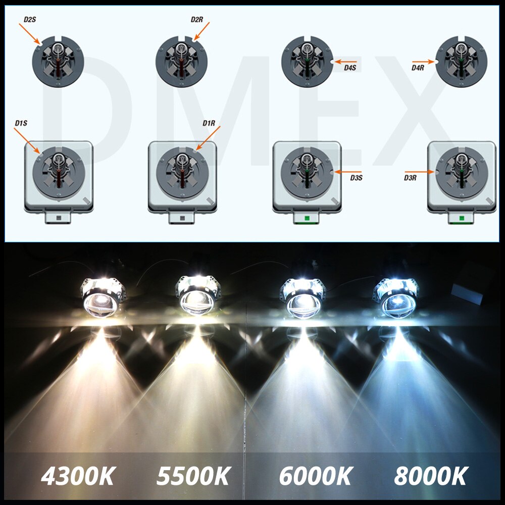 Dmex 1 par oem vanlig 35w d2r xenon hid glödlampa 4300k 4500k 5000k 5500k 6000k 8000k hid xenon strålkastare lampa för bilstrålkastare