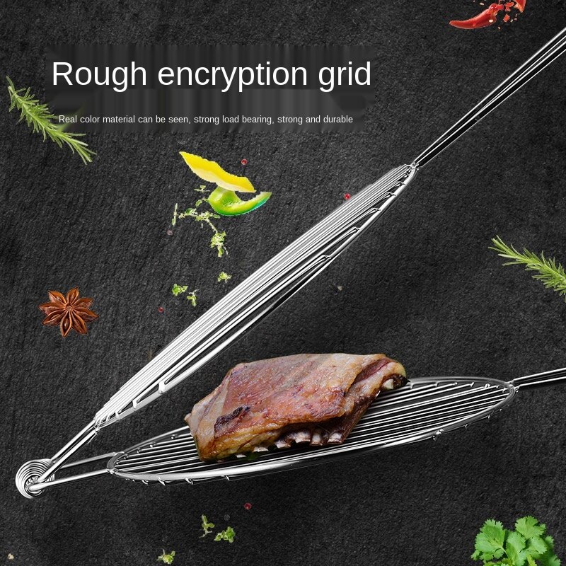 Grilled Fish Clip Stainless Steel Grilled Fish Rack Grilled Fish Mesh Clip Barbecue Wire Plywood round Barbecue Tools