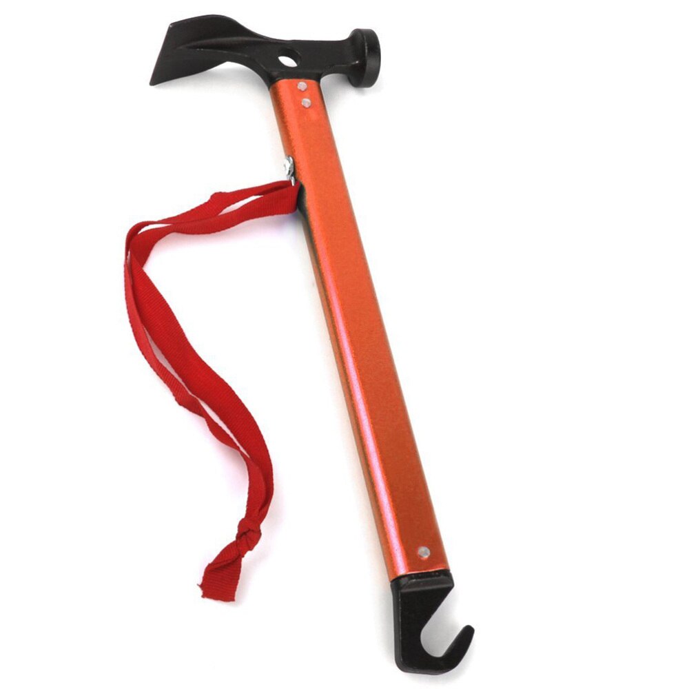1pc metal hammer multifunktionsværktøj portativ camping duabel hammer til vandring camping: Orange