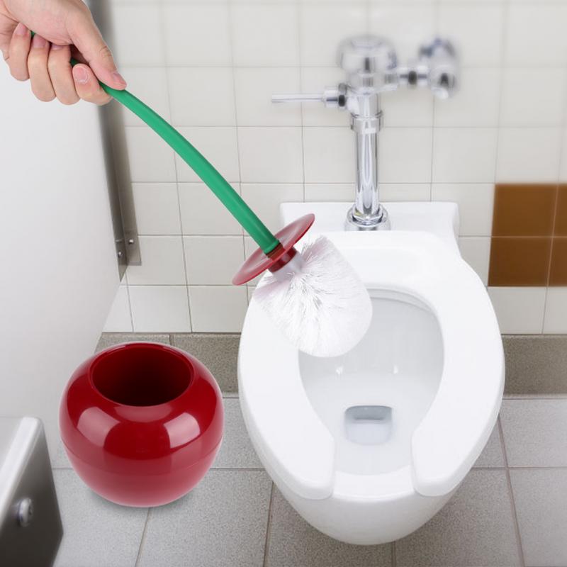 Sød kirsebærformet toiletbørsteholder sæt badeværelsesrengøringssæt renere husholdnings toilet rengøringsbørster: Default Title