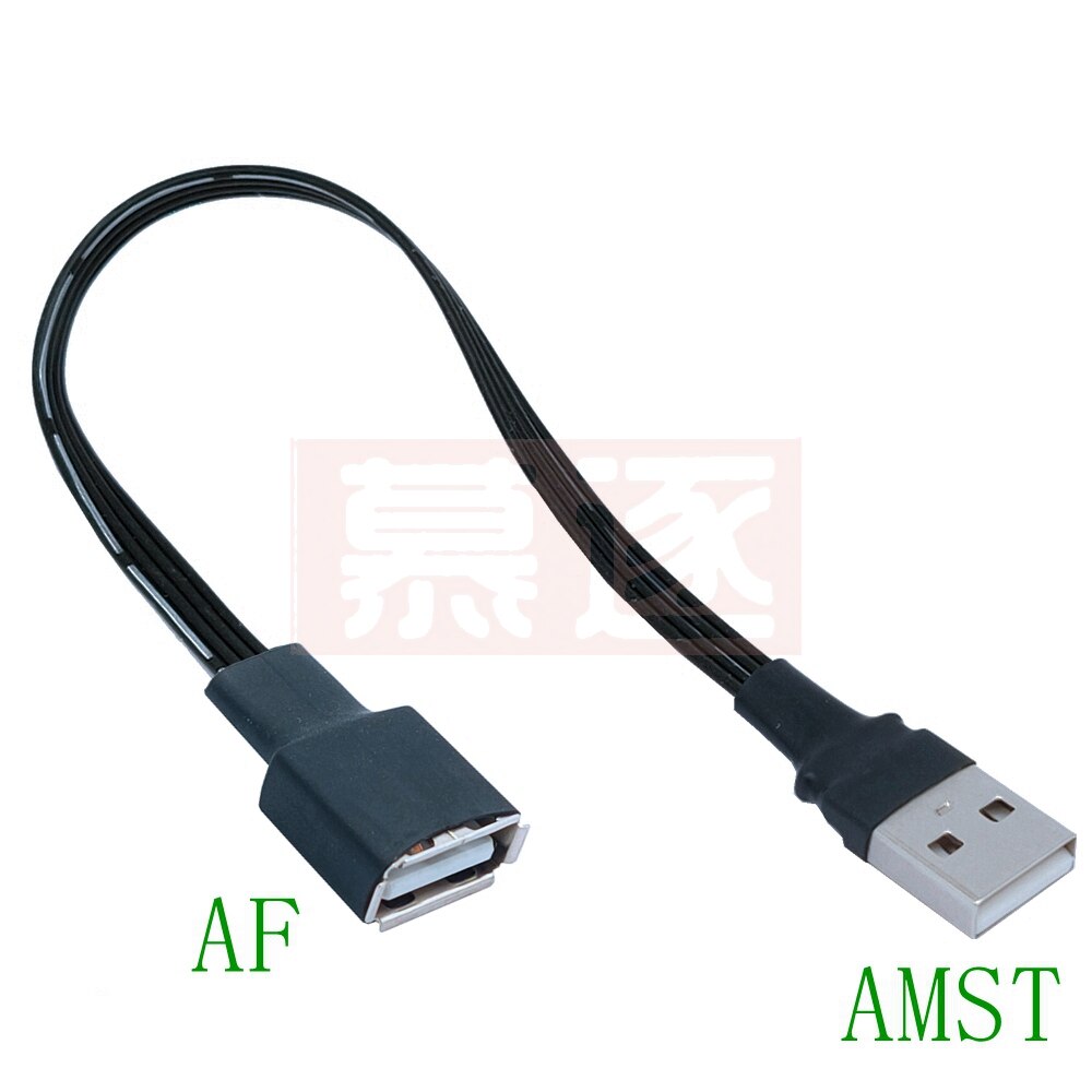 10cm 20cm USB 2.0 A męski na żeński 90 kątowy przedłużacz kabla USB2.0 męski na żeński prawy/lewy/dół/górny Czarny przewód: Black / 1 m