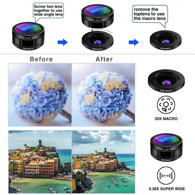 Telefoon Camera Lens, 9 In 1 Telefoon Lens Kit Voor X Xs Max 8 7 Plus Samsung S10 S10E S9 S8