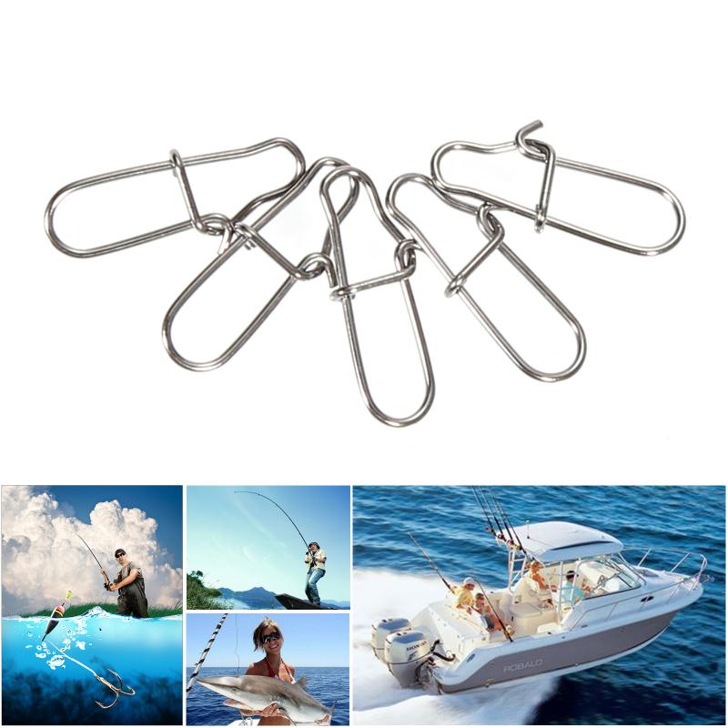 Safety Snap Swivel Solid Rings 50Pcs Safety Snaps Fishing Hooks Connector Stainless Steel Pin Snap Hook Lock Solid Rings
