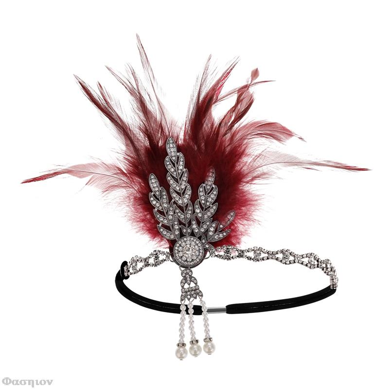 1920S Flapper Hoofdband Veer Hoofddeksel Brullend 20S Grote Gatsby Geïnspireerd Blad Medaillon Parel Hoofdband Vrouwen Haaraccessoires