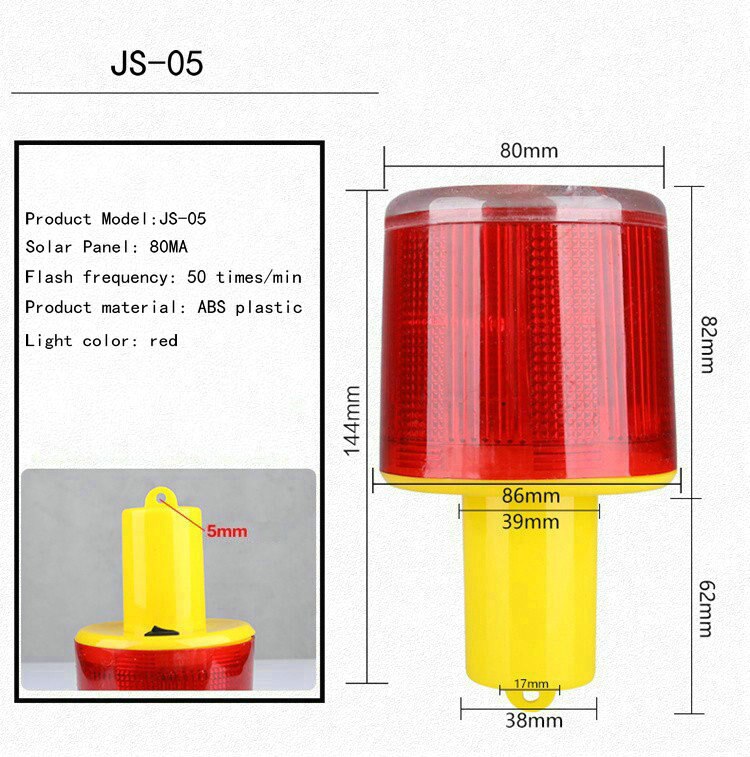 100 mah solenergi opbevaring førte lys trafik advarselslys bygning vedligeholdelse væg lys udendørs vejspærring signal flash: Js -05