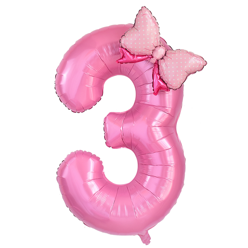 1pc grande 40 polegada número balão de folha rosa com arco 1 2 3 4 5 6 7 8 9 para crianças meninos meninas festa aniversário decorações do chuveiro do bebê: RUBY