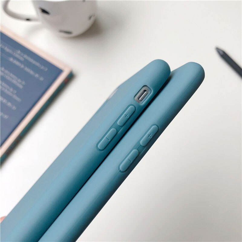 Meer Blauw Matte Soft Tpu Shockproof Case Voor Iphone 6 7 8X11 Xs Xr Max Pro Plus Frosting cover Coque