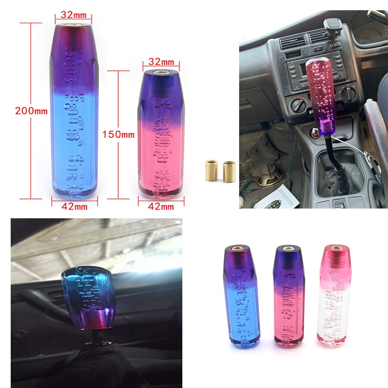 Car Manual Shift Knob Gear Shifter Head Shift Knob Stick Crystal Transparent Bubble Purple Blue Throw Gear Shifter 15CM 20CM