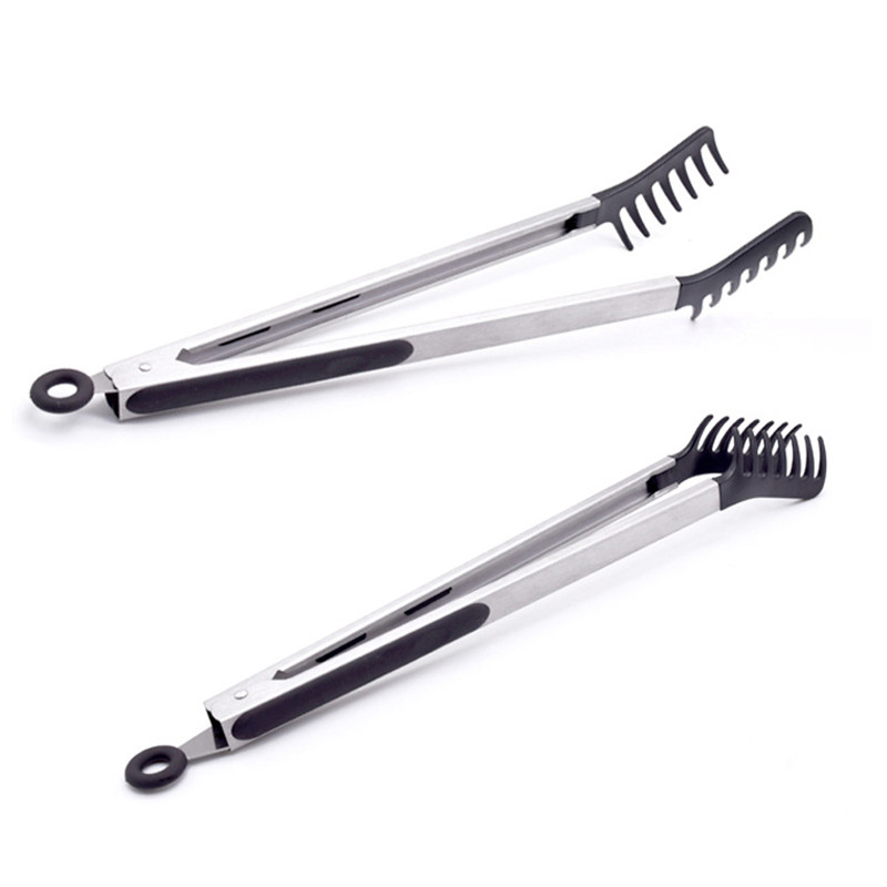 9/12/14 zoll Silikon Nudel Zange Pasta Spaghetti Zange Lebensmittel Clips Edelstahl Griff Kochutensilien Küche zubehör