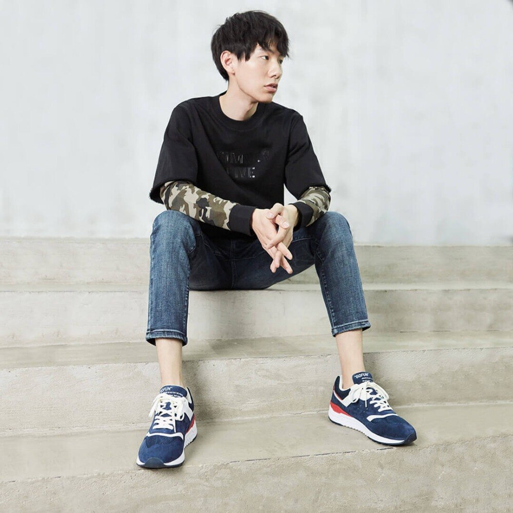 Xiaomi Mijia 90 points leather retro shoes casual sports shoes breathable refreshing mesh men's Running shoes