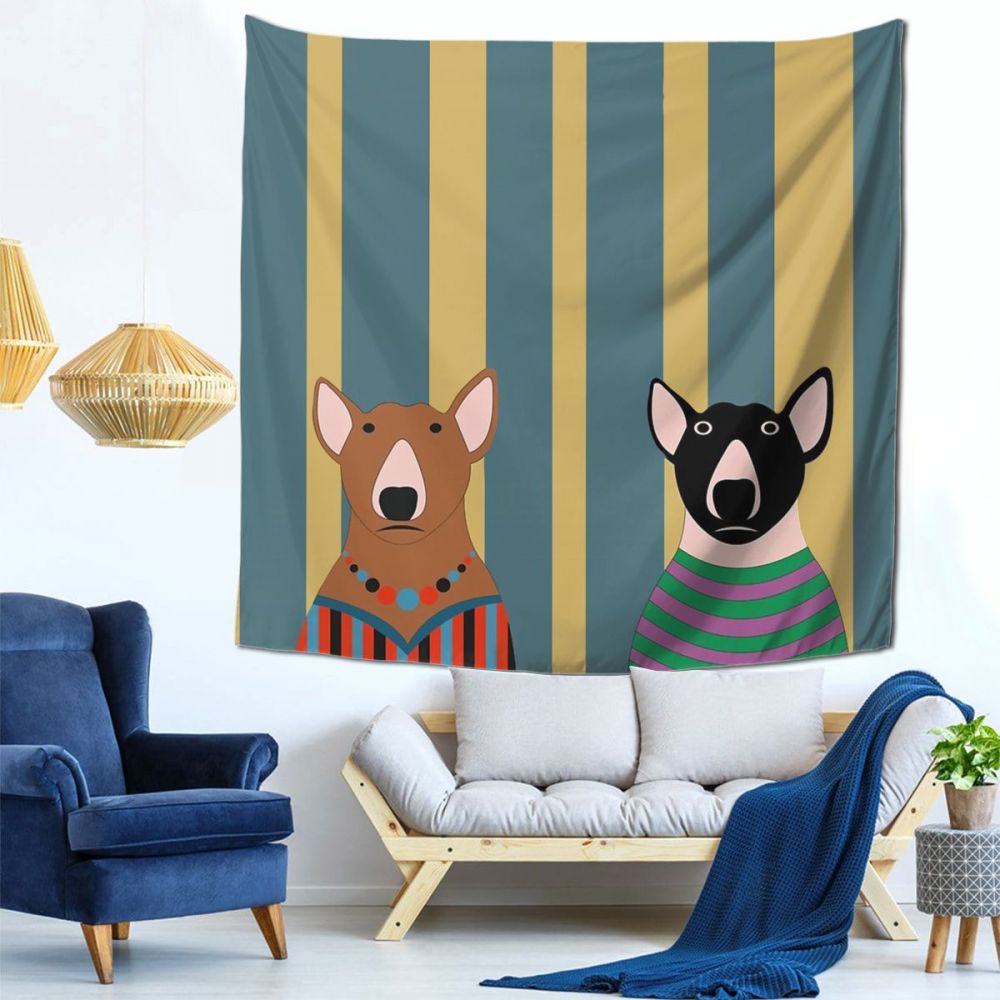 Bull Terrier Tapijt Muur Opknoping Gordijn Hond Dier Muur Doek Polyester Strand Mat Unieke
