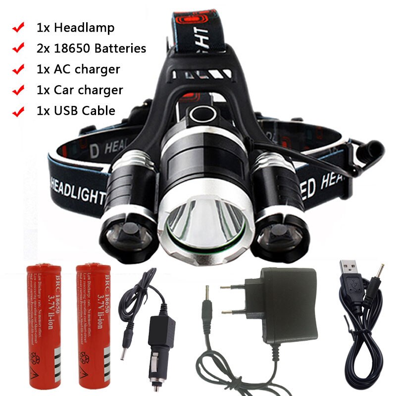 Litwod z20 XM-L T6 Zoomable cabeza linterna Power Bank cabeza lámpara 15000 lúmenes recargable Led faros: Opton C
