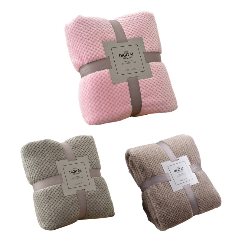 Thick Solid Color Sofa Blanket Soft Warm Plaid Mesh Flannel Blanket Breathable Quilt Home Sofa Office Simple