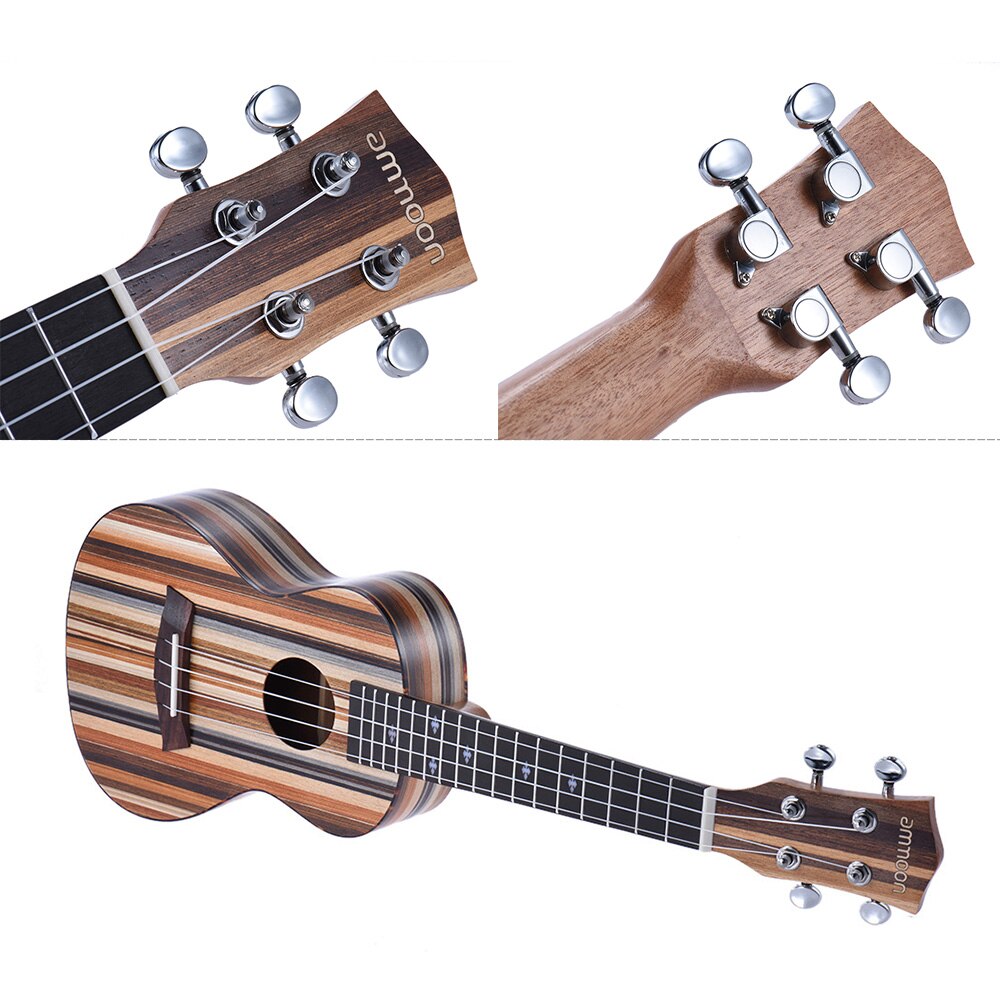 ammoon 24" Ukulele Acoustic Soprano Ukelele Uke 18 Frets 4 Strings Ukulele Okoume Neck Rosewood Fingerboard String Instrument