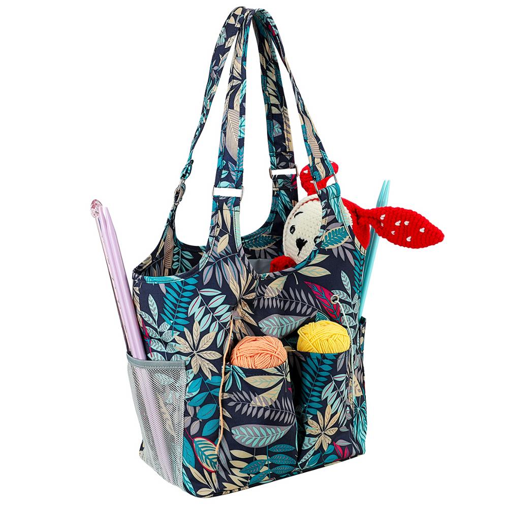 Strikkeoppbevaringspose garn strikking hekle tote bag diy strikking arrangør kvinners veske sy hekleposer til garn