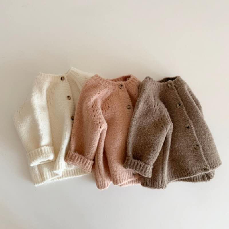 Herfst Winter Jongens En Meisjes Regelmatige Koreaanse Stijl Katoen Kinderen Trui Warm Single-Breasted Vest Lange Mouwen Effen Kleur
