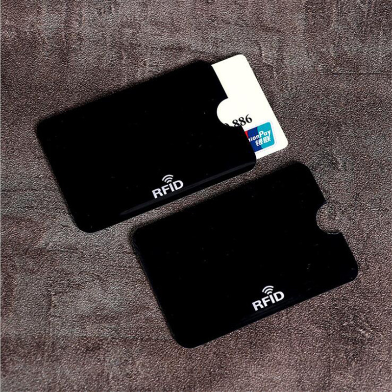 5Pcs Anti Rfid Kaarthouder Nfc Blokkeren Reader Lock Id Bank Kaarthouder Student Id-kaarten Wallet Paspoort Protector aluminium: black