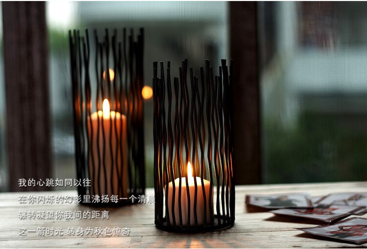 Gentel Times Iron Stand Black Candle Holder Candlestick Romantic Wedding Decoration Dinner Candelabrum Candelabra