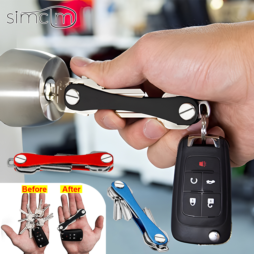 Llavero inteligente para hombre, Cartera de Metal, caja compacta de almacenamiento con Clip, organizador de llaves para coche Clip de llave de metal Caja de almacenamiento de llaves de aleación de aluminio