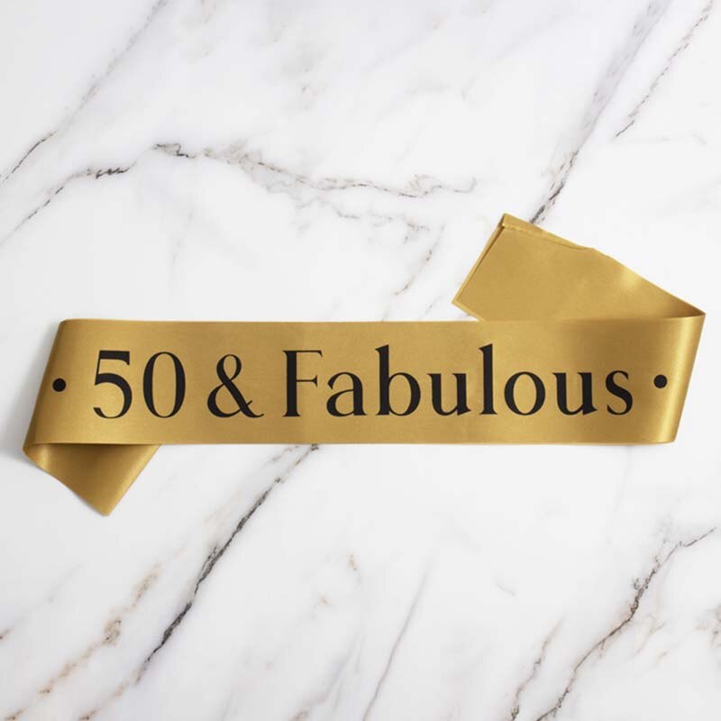 50 and Fabulous Sash Happy 50th Birthday Satin Sash 50th Birthday for Men Women Party Favor Parties Supplies Decoration: Yellow