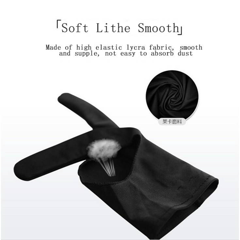 HUIYOU 2 stücke Schwarz 2 finger künstler handschuh anti-fouling für zeichnung malerei digitale tablet schreiben handschuh für Kunst studenten