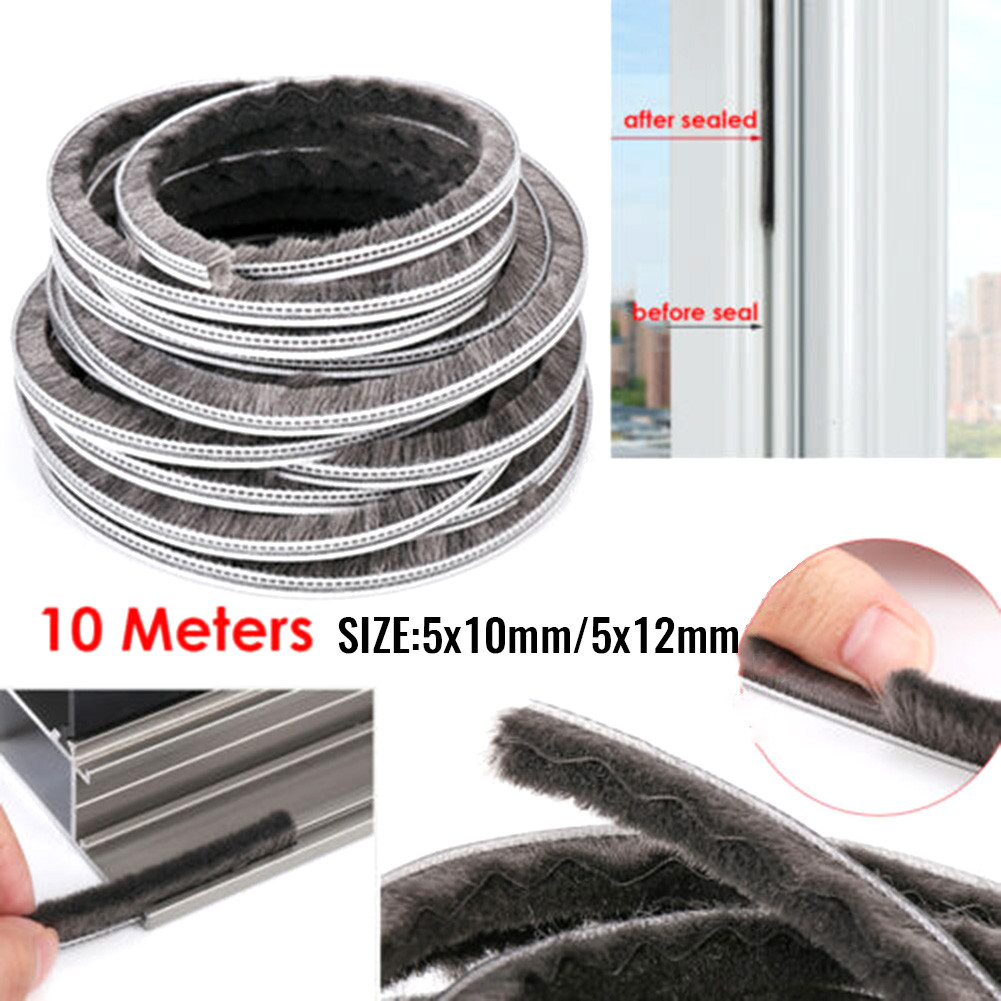 Cepillo de sellado peludo para ventana y puerta corredera, tira meteorológica, a prueba de polvo, viento, insonorizado, a prueba de insectos, 10M