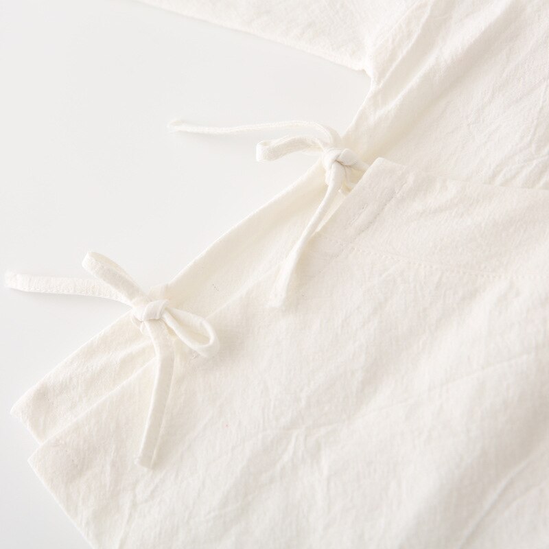Ropa china de algodón para niños, camisa blanca con cuello de Cruz para bebé