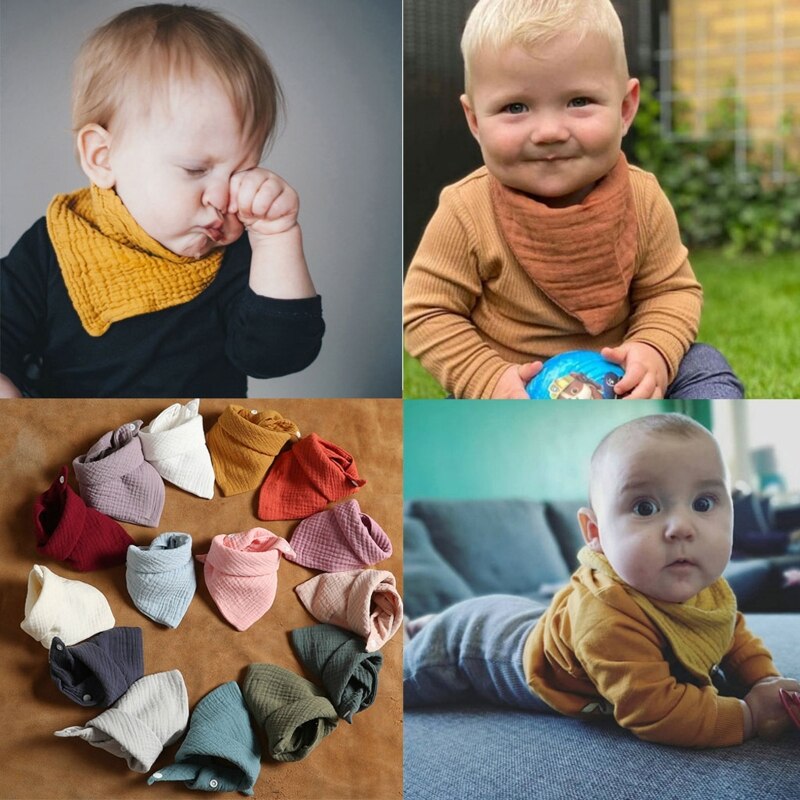 5 Pcs Babyvoeding Kwijlen Slabbetjes Speeksel Handdoek Driehoek Sjaal Bandana Zacht Katoen Bib Verstelbare Drukknoop Burp Doek Voor d5QA