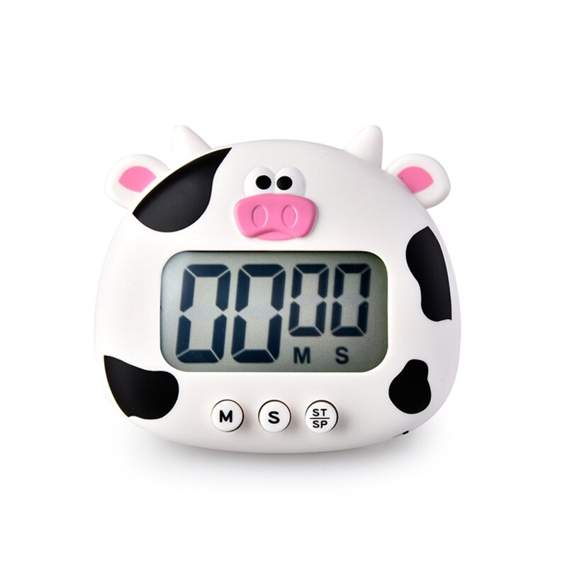 Cute Cartoon Animal Countdown Timer Frog/Cow Digital Cooking Timer with Magnetic Invisible Stand for Cooking Bake Timer: Calf