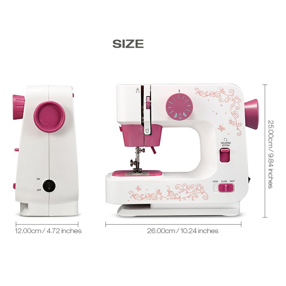 Home Electric Desktop Sewing Machine Household Overlock DIY clothes 2 speed 12 stitches portable Battery/DC adapter Hicello