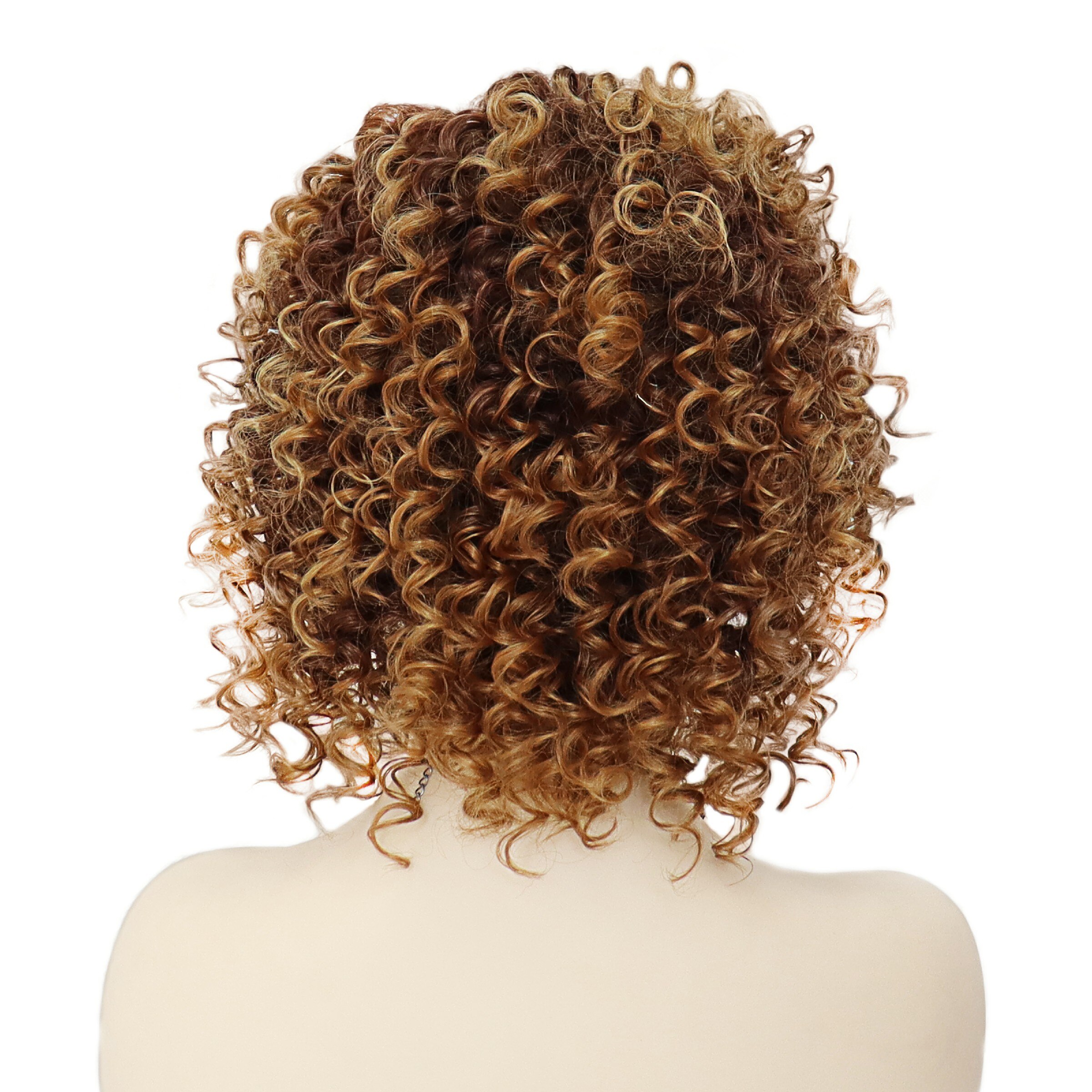 GNIMEGIL African American Wigs Female Synthetic Short Afro Kinky Curly Wigs for Black Women Natural Hair Ombre Dark Brown Roots