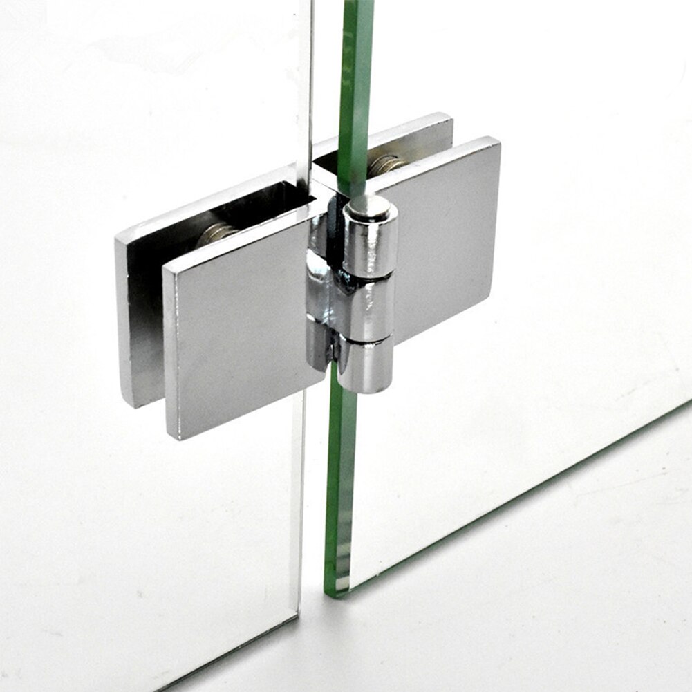 90 180 Degree Bathroom Easy Install Door Hinge Practical Furniture Cupboard Home Durable Glass Clamp Cabinet Zinc Bilateral Clip: 180 Degrees