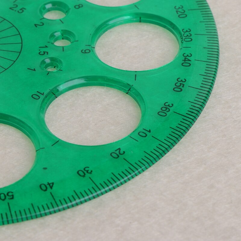 360 graders vinkelmåler all-round lineal skabelon cirkel brevpapir lineal til kontor- og skoleudkast