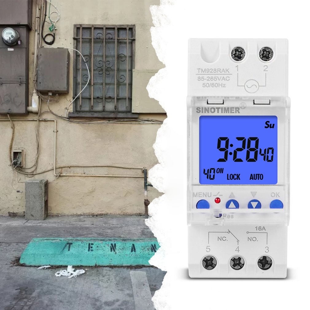 1 Second to 168 Hours Programmable Electronic Time Clock 16A 30A 110V 220V Big LCD Backlight Display Timer with Lock Function