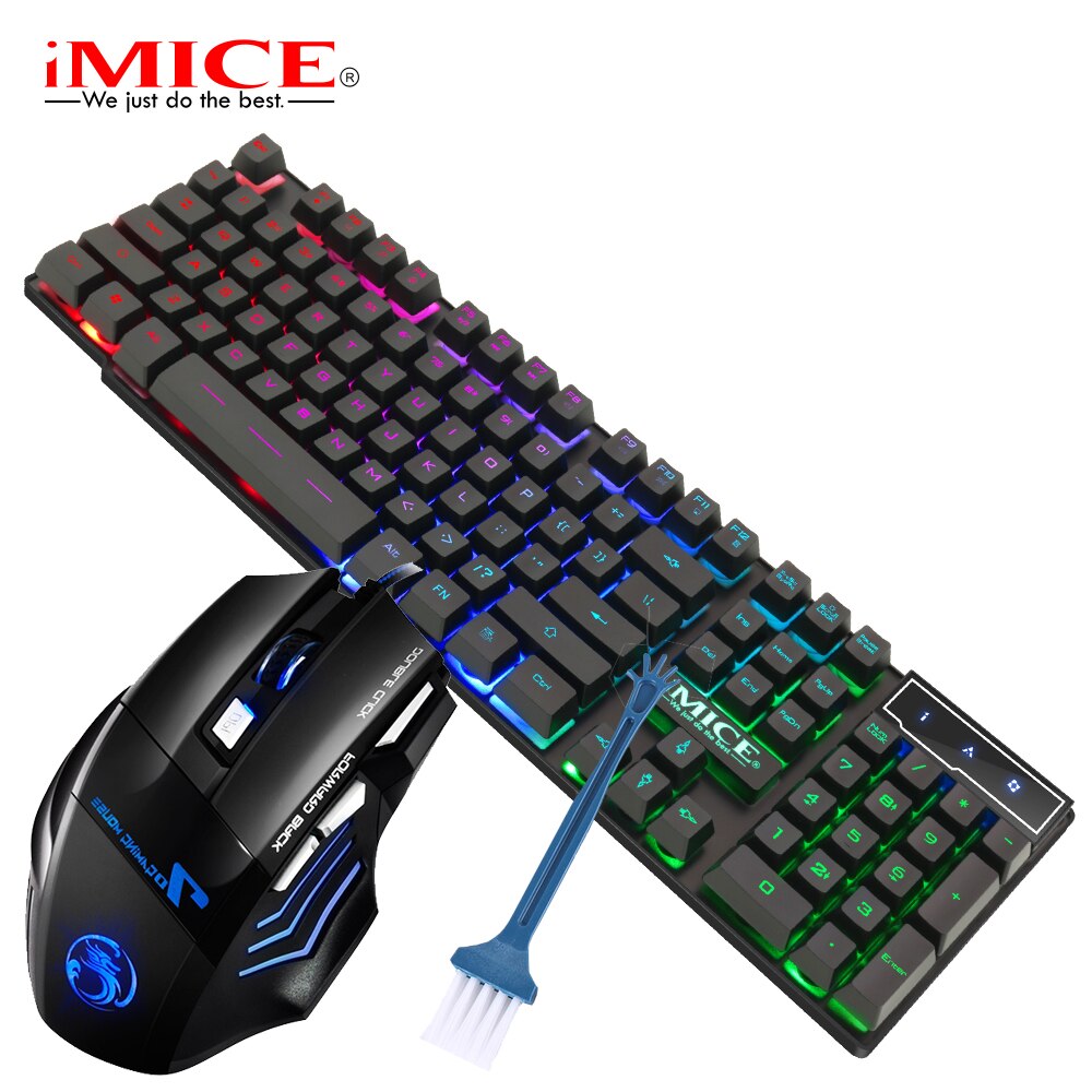 RGB Gaming keyboard Gamer Keyboard and Mouse With Backlight USB 104 keycaps Wired Ergonomic Keyboard 2400DPI Mice For PC Laptop: Default Title