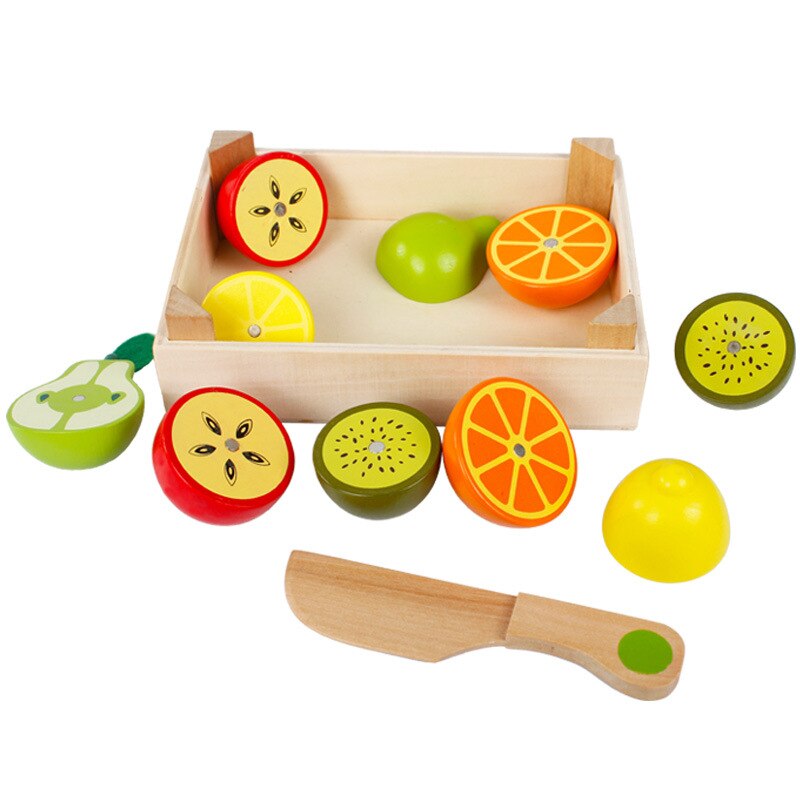 WOODADDY Giocattoli Del Bambino Fragola Simulazione di Frutta Verdura Cut Set Giocattoli di Legno Per I Bambini I Bambini di Alimento Della Cucina Educativo del Regalo