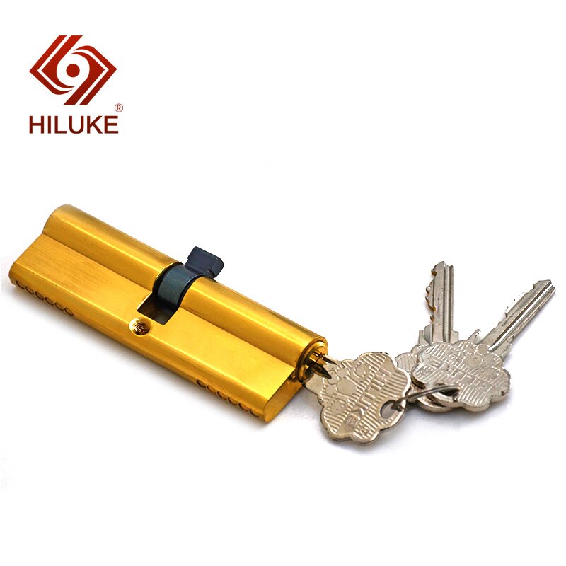 HILUKE 100mm brass alloy security double open lock cylinder three brass keys for wooden door lock core hihg